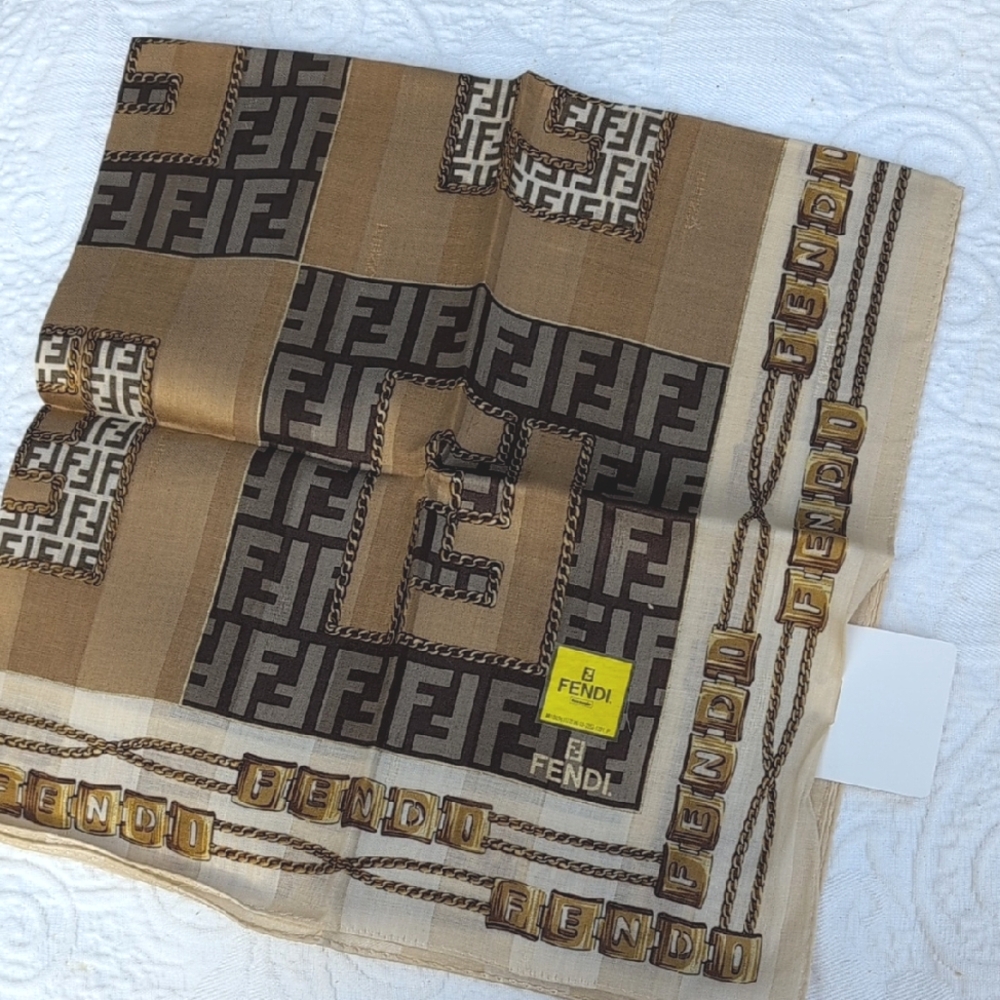 Fendi Brown and Tan Home Accent‎ Scarf